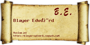 Blayer Edvárd névjegykártya